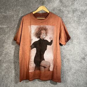 Whitney Houston Men’s XL Brown Ombre Graphic T-Shirt Cotton Tee Vintage Style